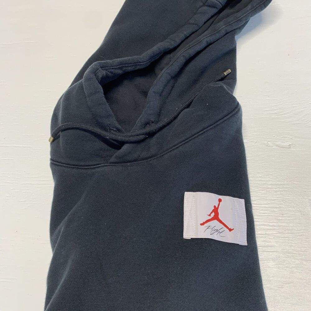 Jordan Hoodie Womens Crop L Black Loose Fit Pullover Sweater Sweatshirt - Picture 13 of 14